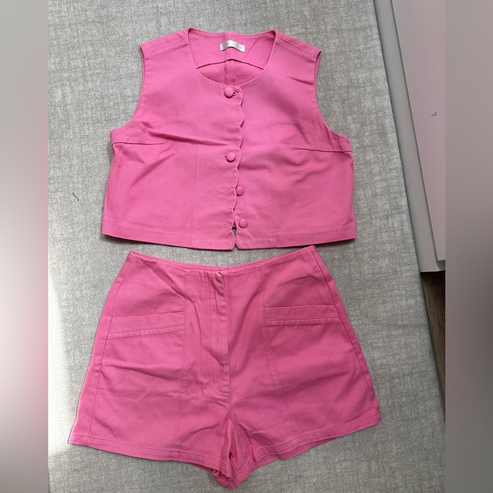 Pink Women's Shorts Set